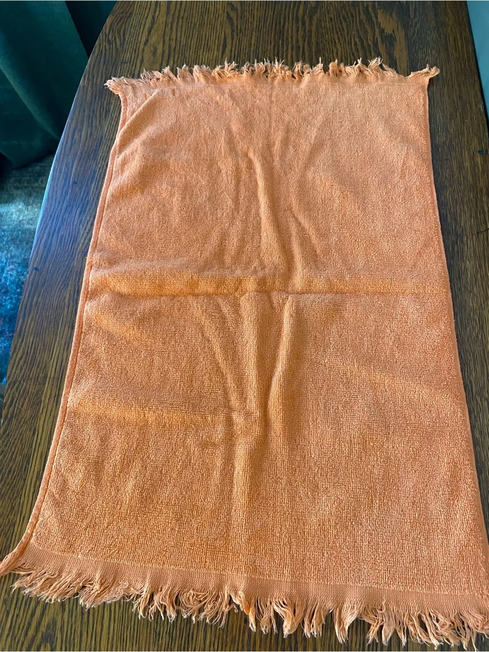 Vintage MCM Mid Century Cannon Orange Hand Towel and Bath Towel Set
